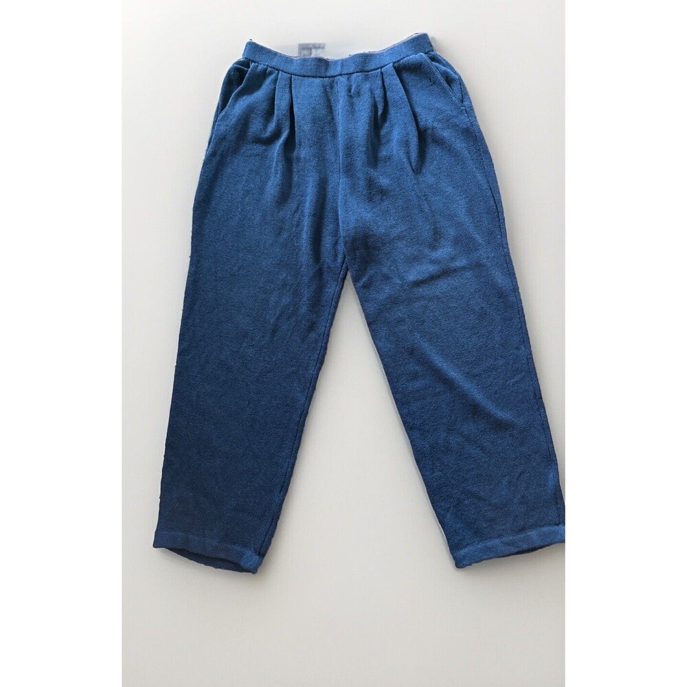 ST JOHN Basics Navy Blue KNIT Pants Pleated Pockets Size 10
